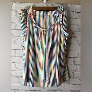 2 piece pajama set size medium striped rainbow colors
